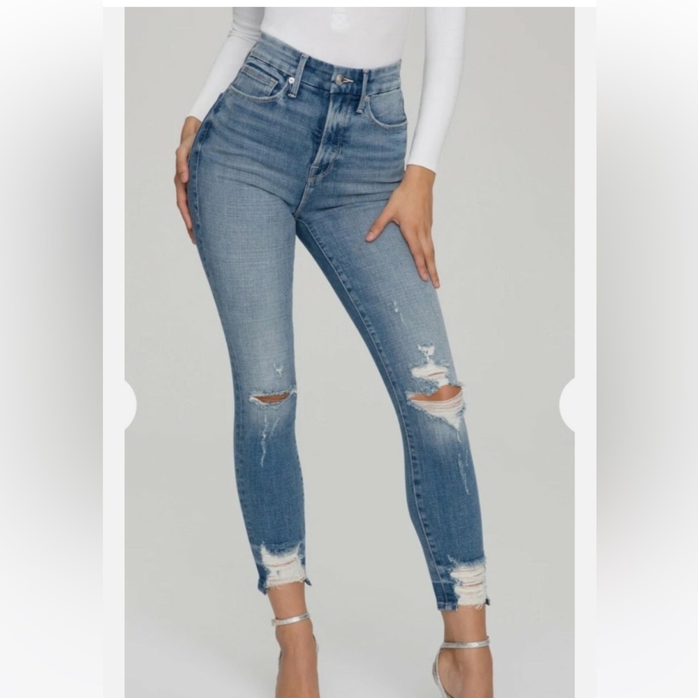 Good American Distressed Blue Skinny Jeans